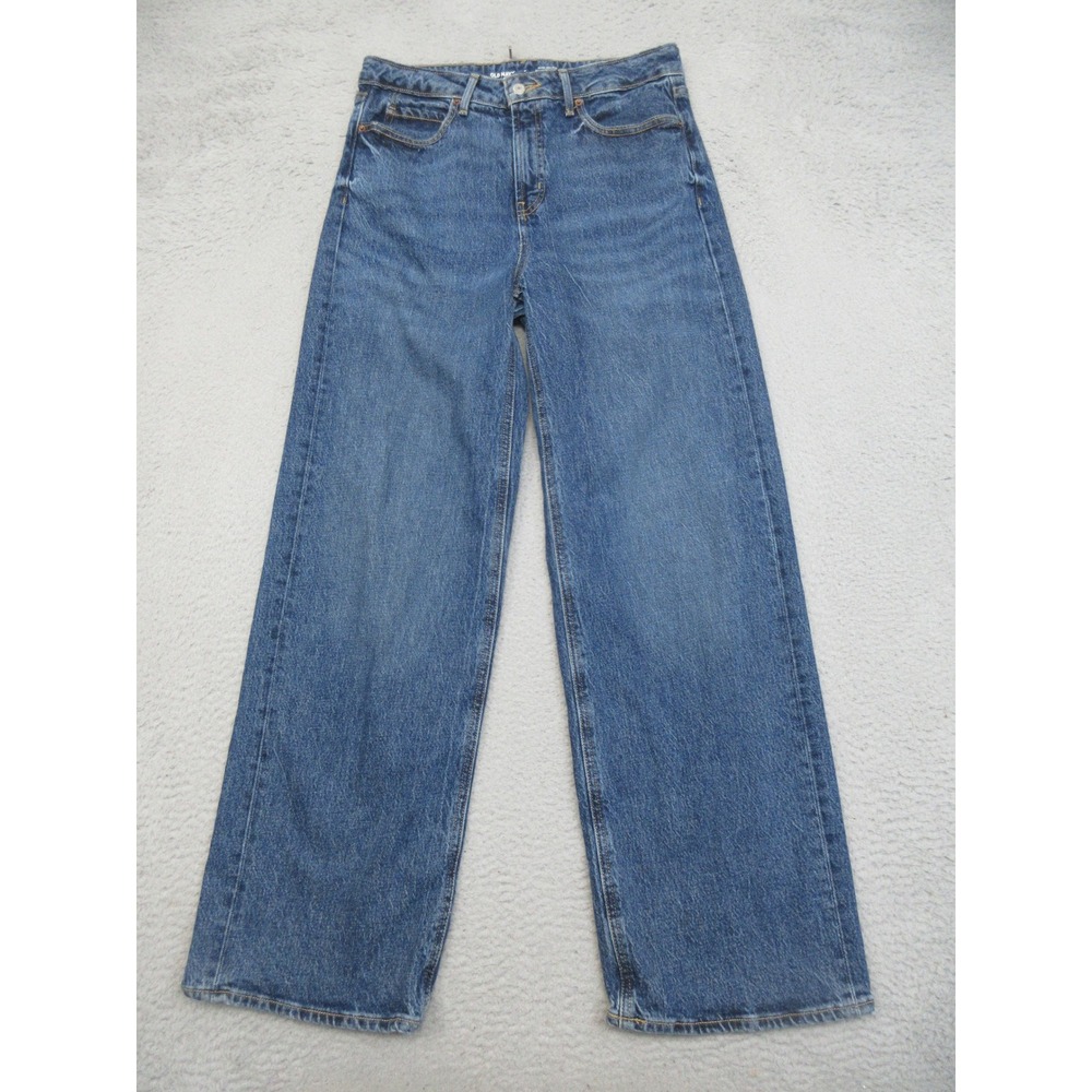 Old Navy Extra High Rise Sky Hi Wide Leg Jeans Womens 8 Blue 90s Relaxed Denim
